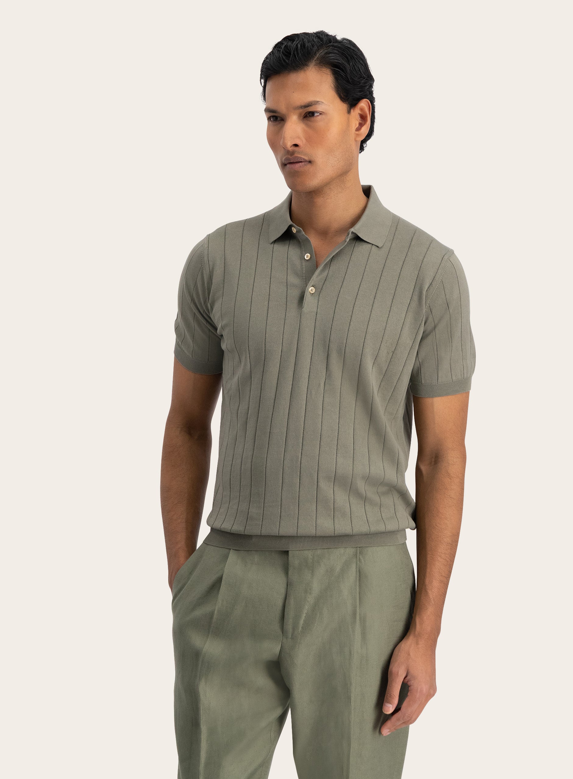 Geribd poloshirt van katoen | Groen