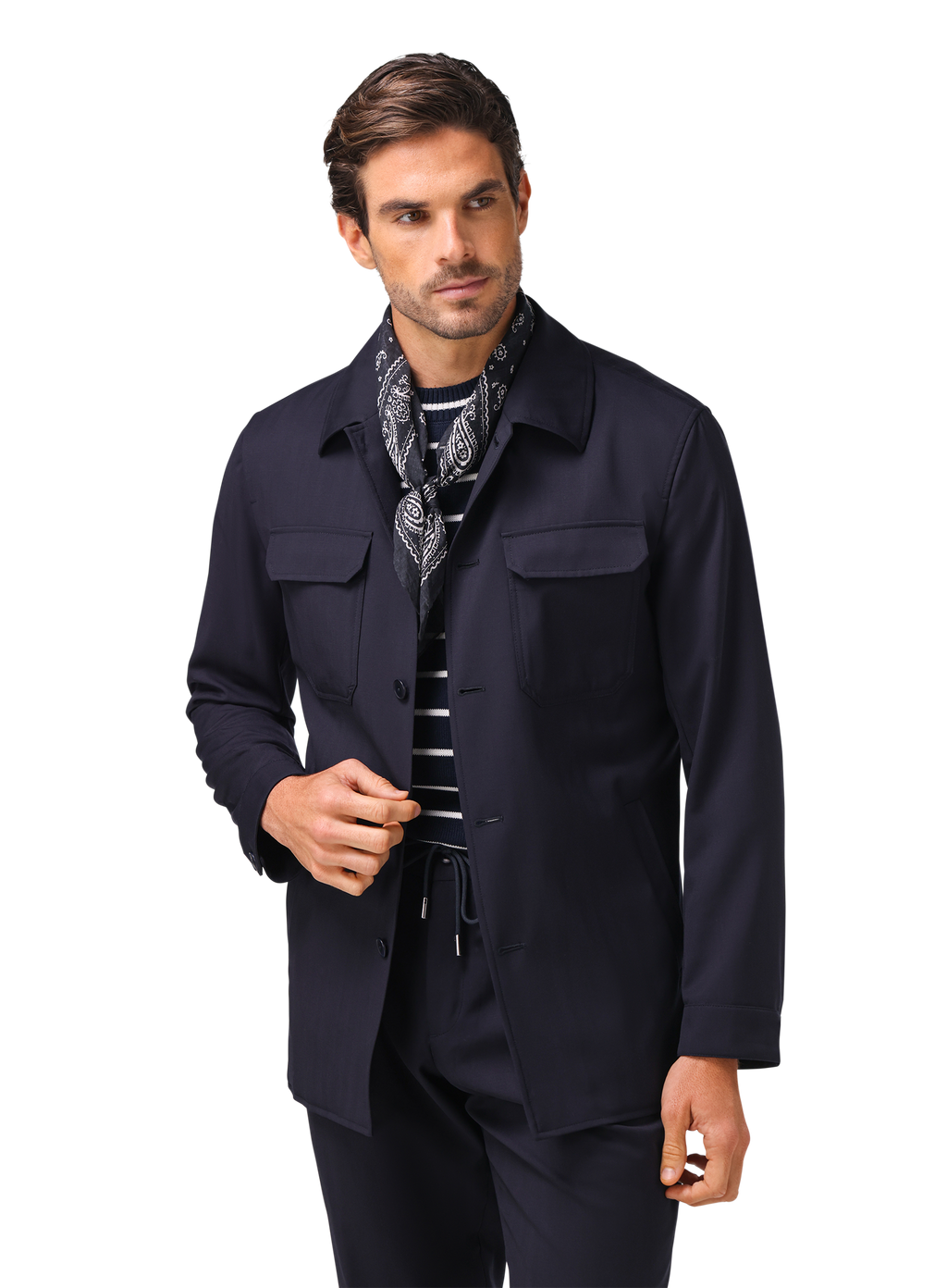 Pak van wol met shirt jacket | FULL_WIDTH | MODEL | BLUE NAVY
