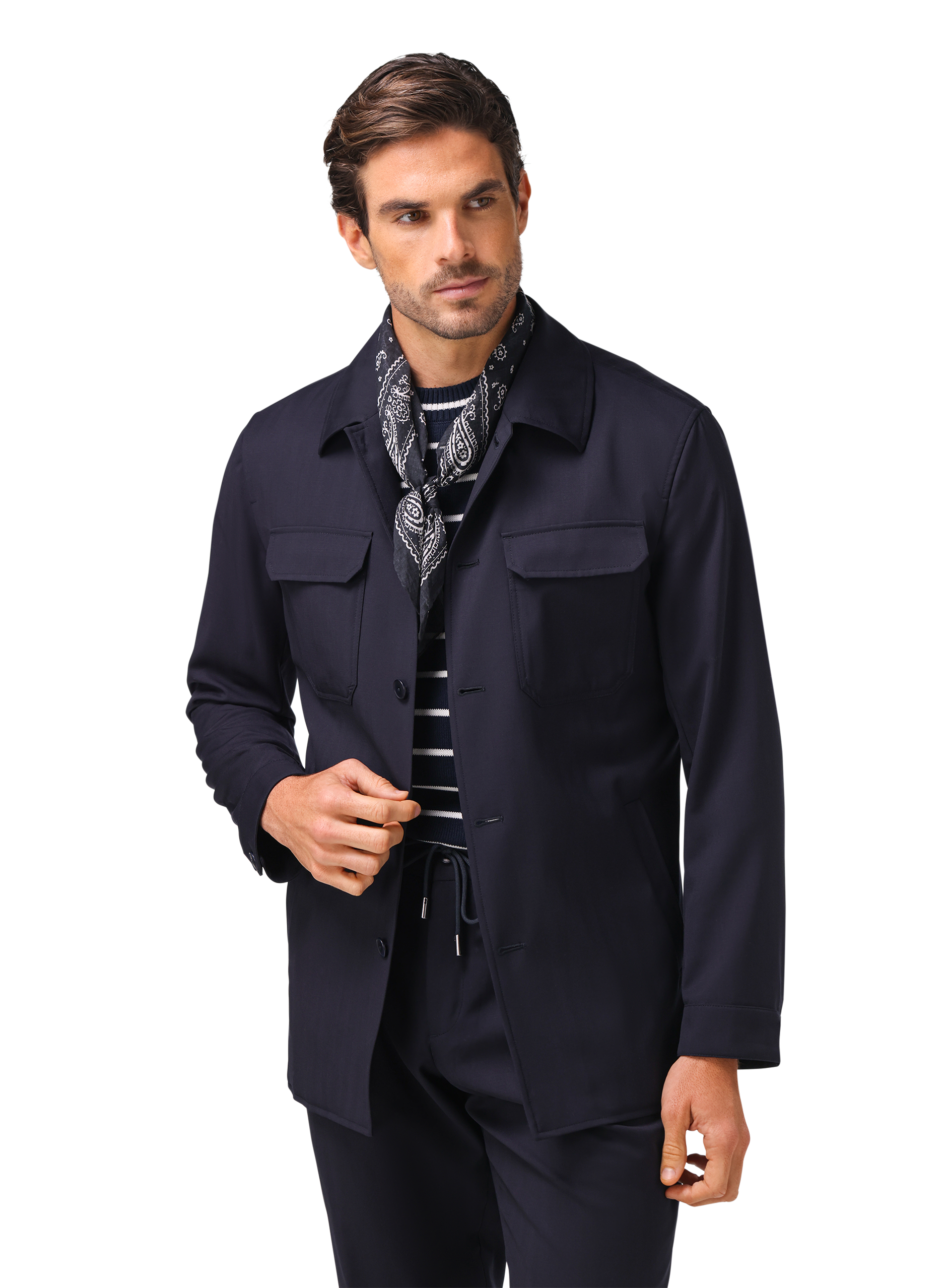 Pak van wol met shirt jacket | FULL_WIDTH | MODEL | BLUE NAVY