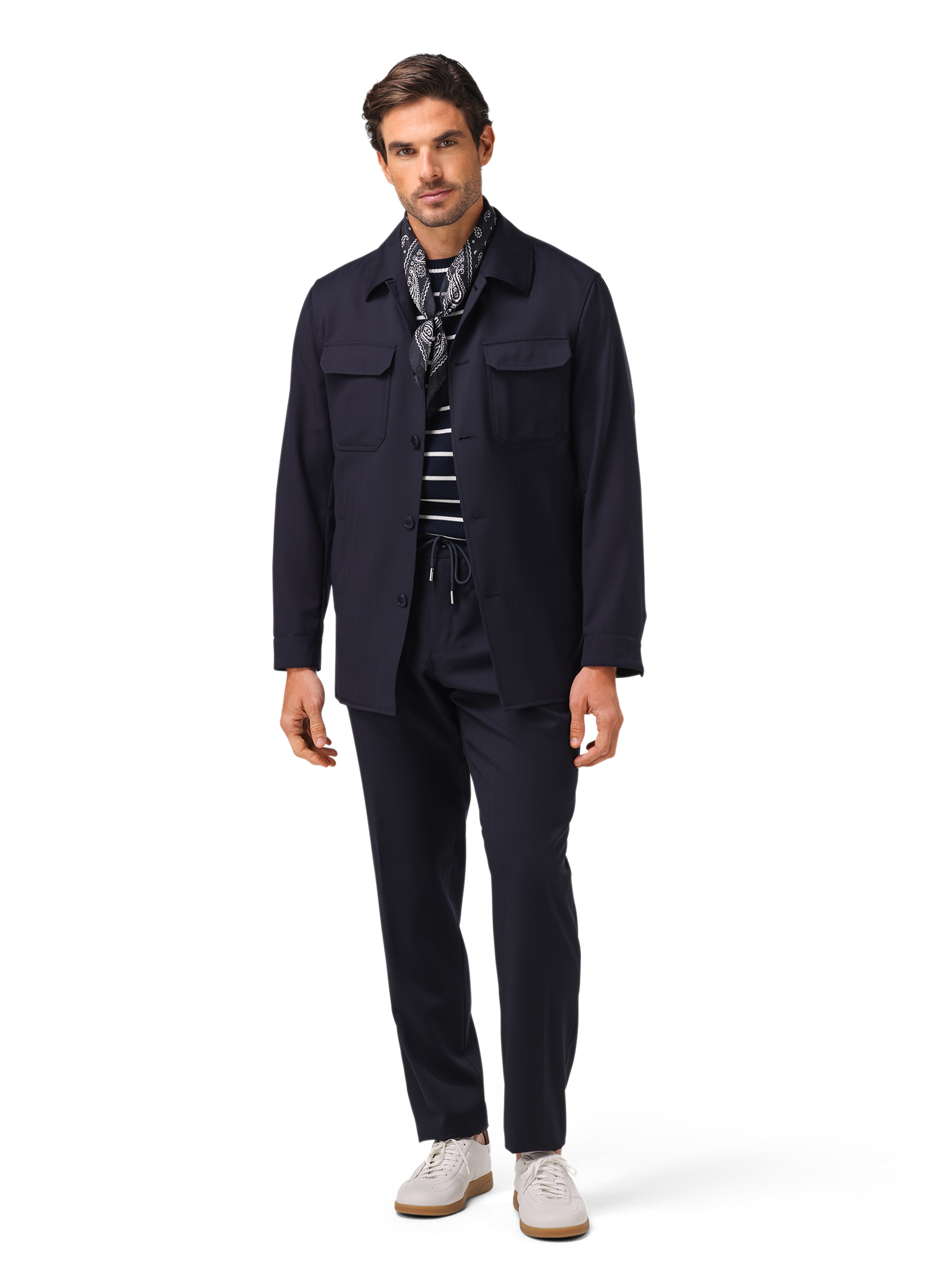 Pak van wol met shirt jacket | FULL_WIDTH | MODEL | BLUE NAVY