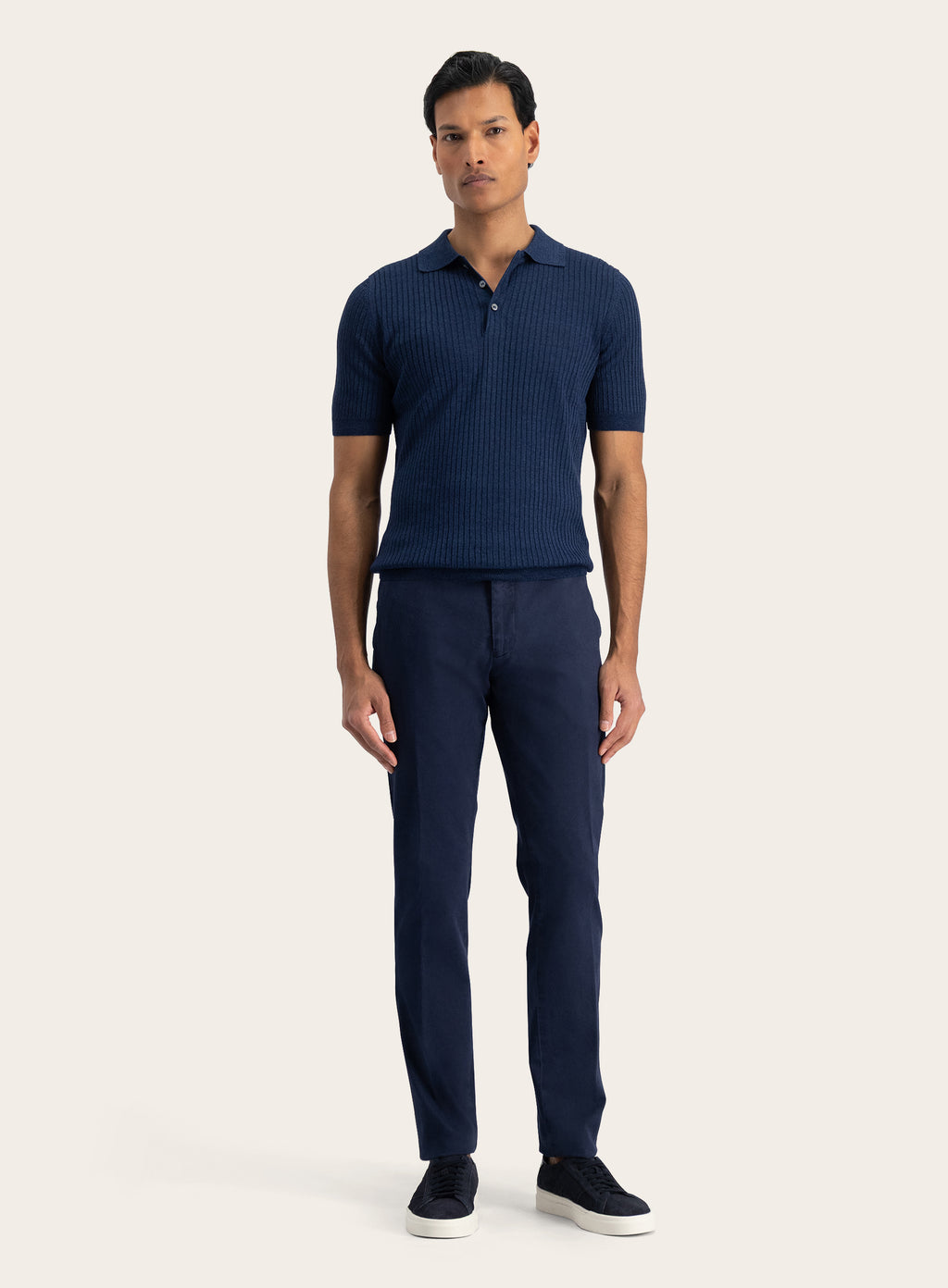 Poloshirt van linnen en katoen | MODEL | FULL_WIDTH | BLUE NAVY