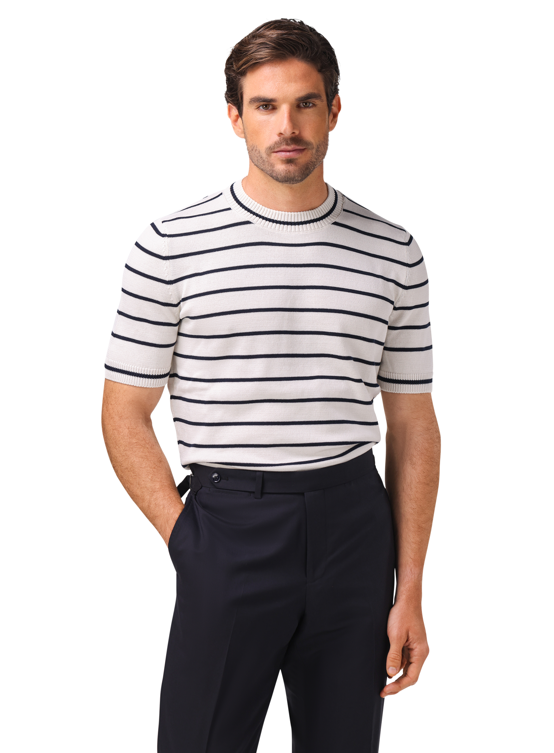 Gestreept t-shirt van katoen | MODEL | FULL_WIDTH | Wit