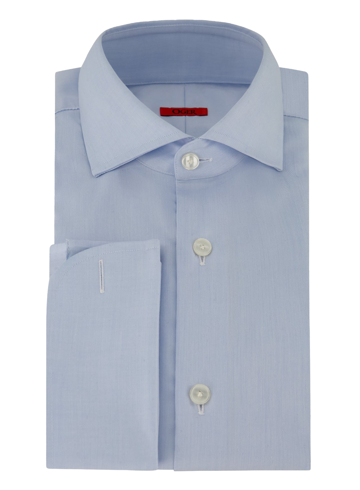 Dubbel manchet overhemd van katoen | L.Blauw