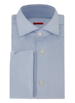 Dubbel manchet overhemd in katoen | L.Blauw