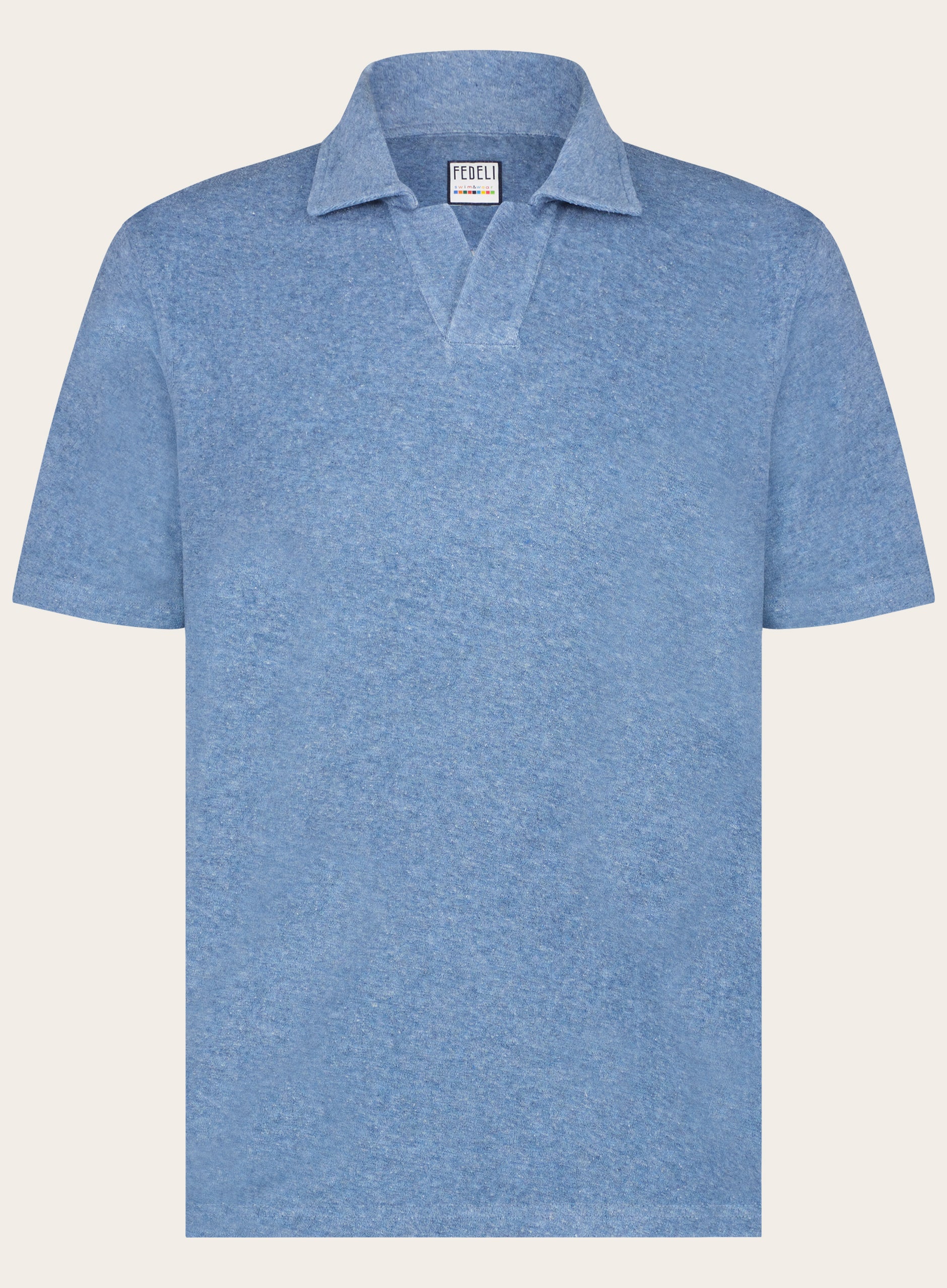 Buttonless badstof polo | L.Blauw