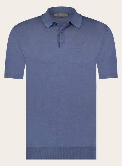 Polo shirt met korte mouwen van zijde | Blauw