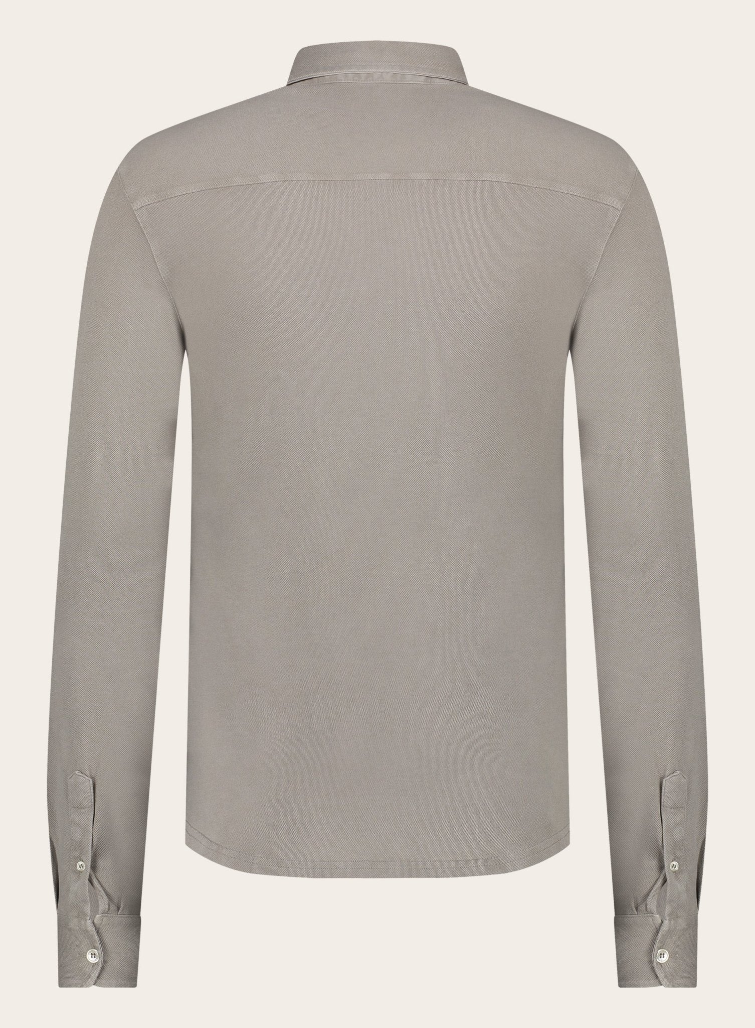 Poloshirt met lange mouwen van katoen | TAUPE