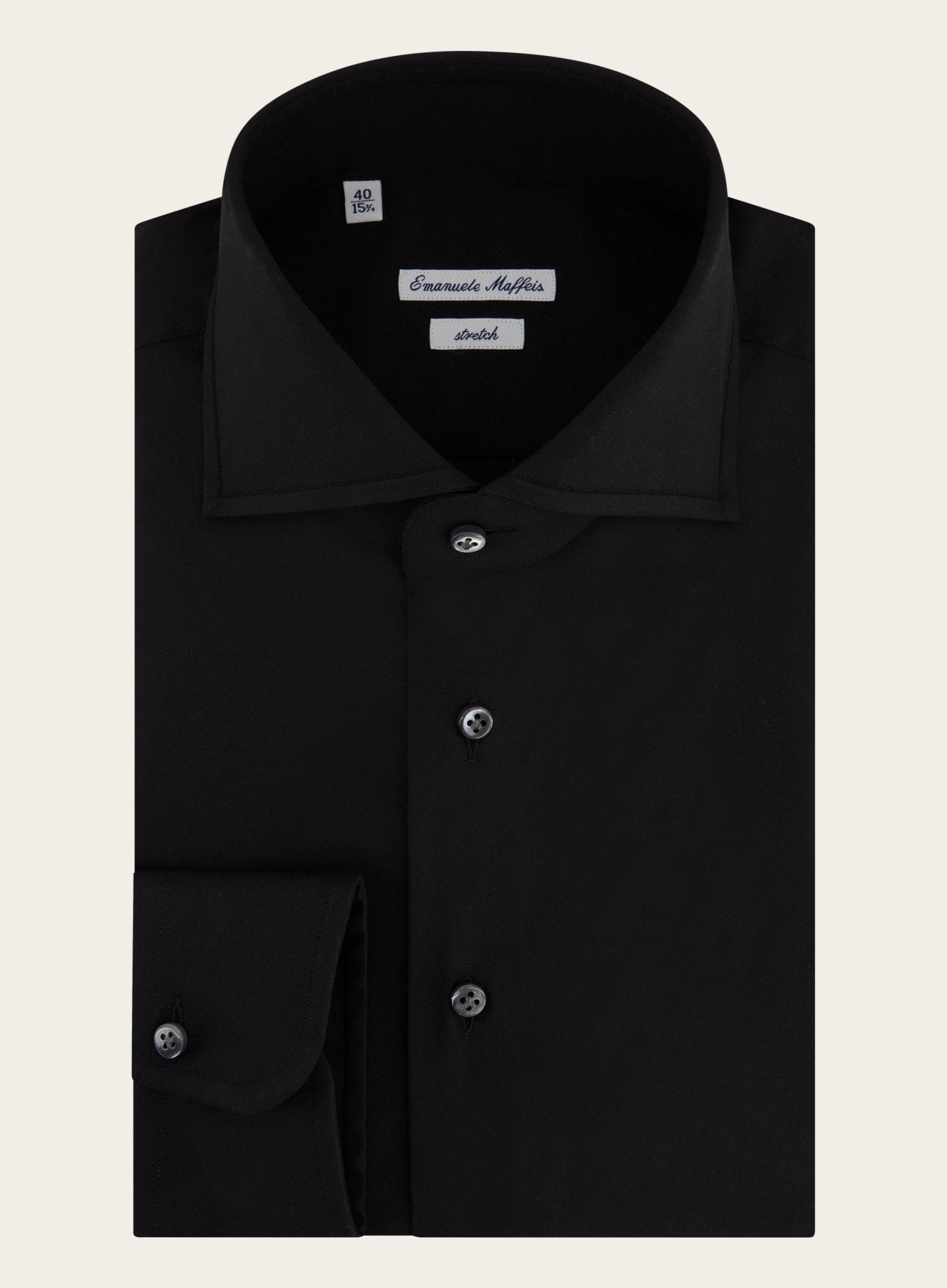 Regular-fit stretch-katoen overhemd | Zwart