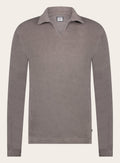 Badstof poloshirt met lange mouwen van katoen | TAUPE