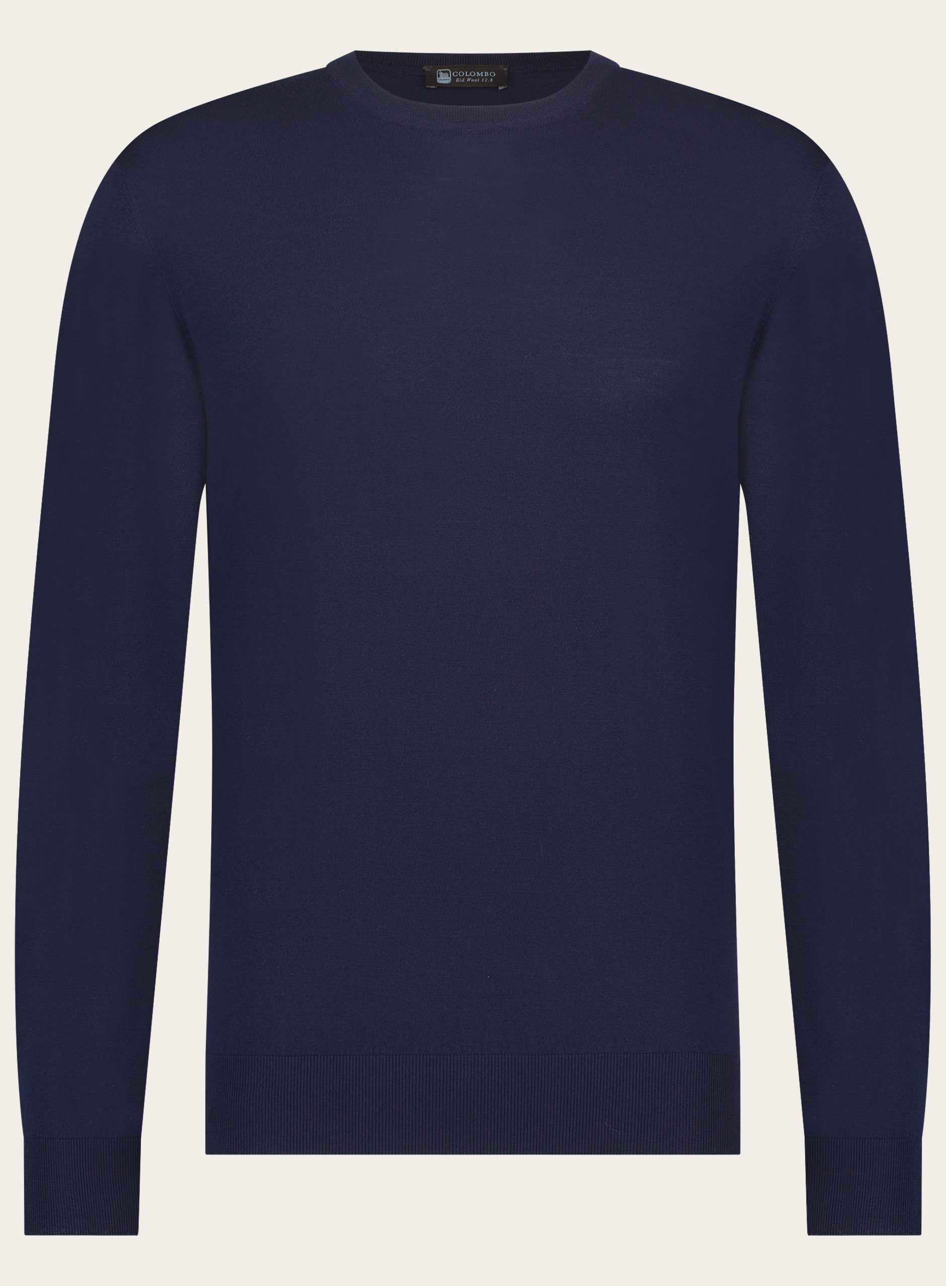 Slim-fit wollen ronde hals trui | BLUE NAVY