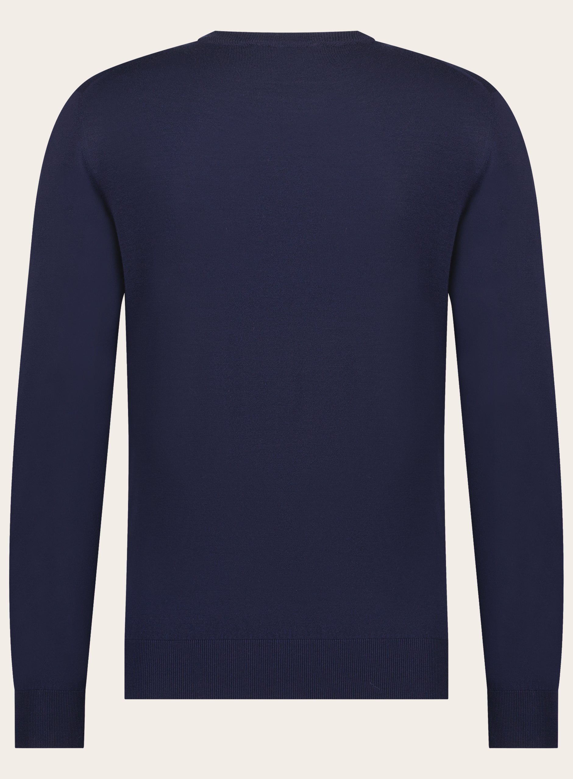 Slim-fit wollen ronde hals trui | BLUE NAVY