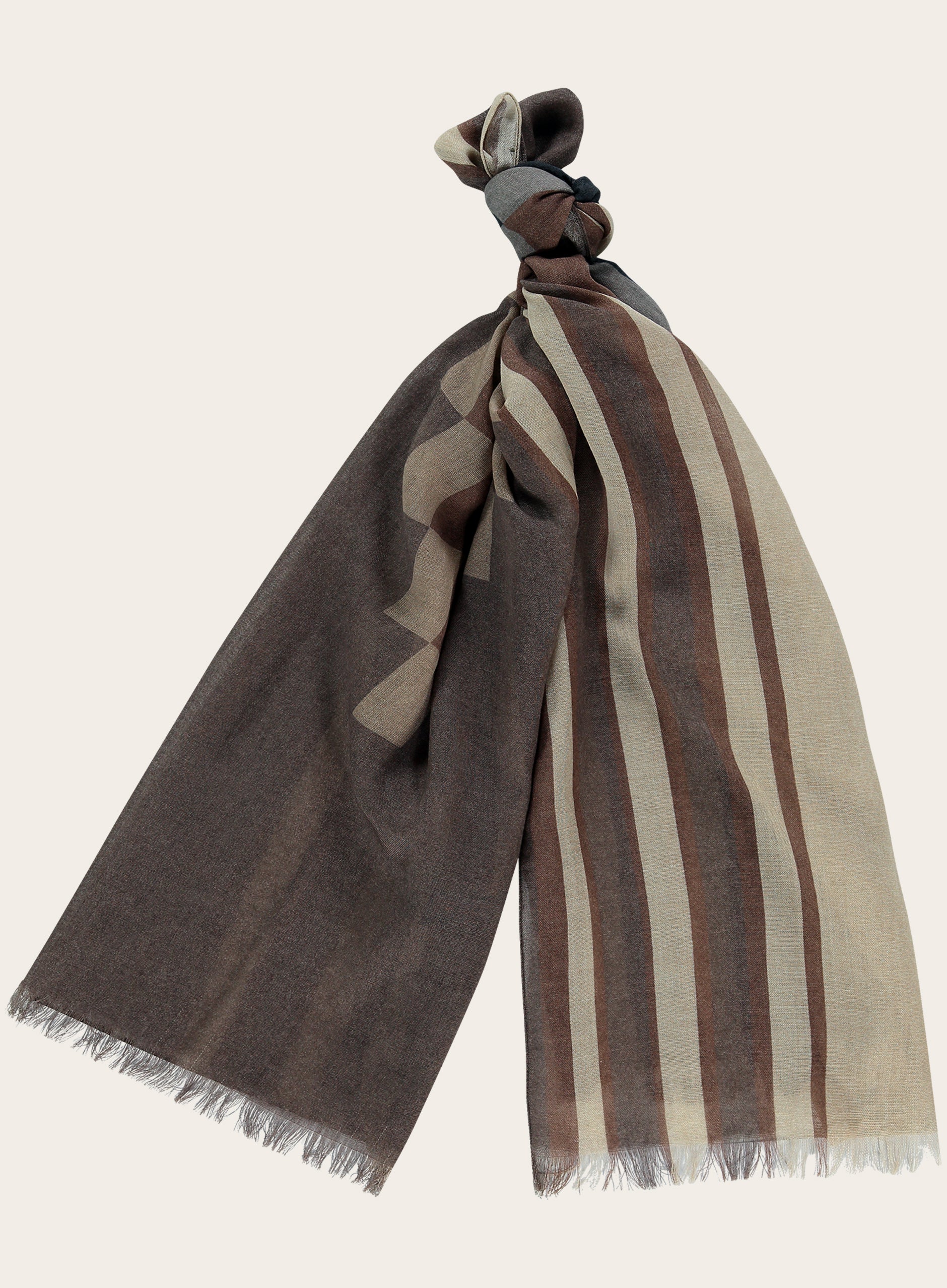 Wollen shawl met dessin | TAUPE