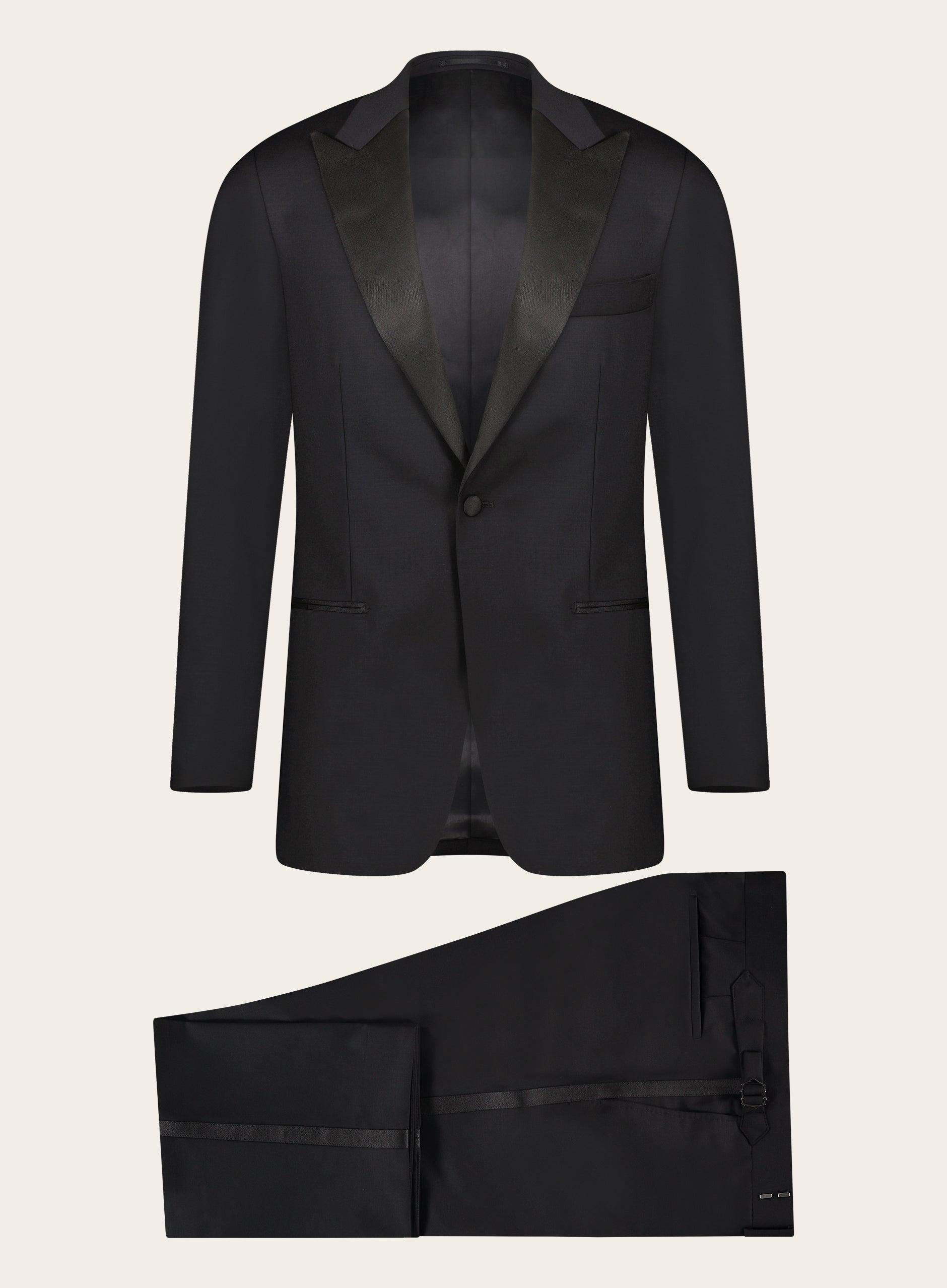 Slim-fit wollen tuxedo | Zwart