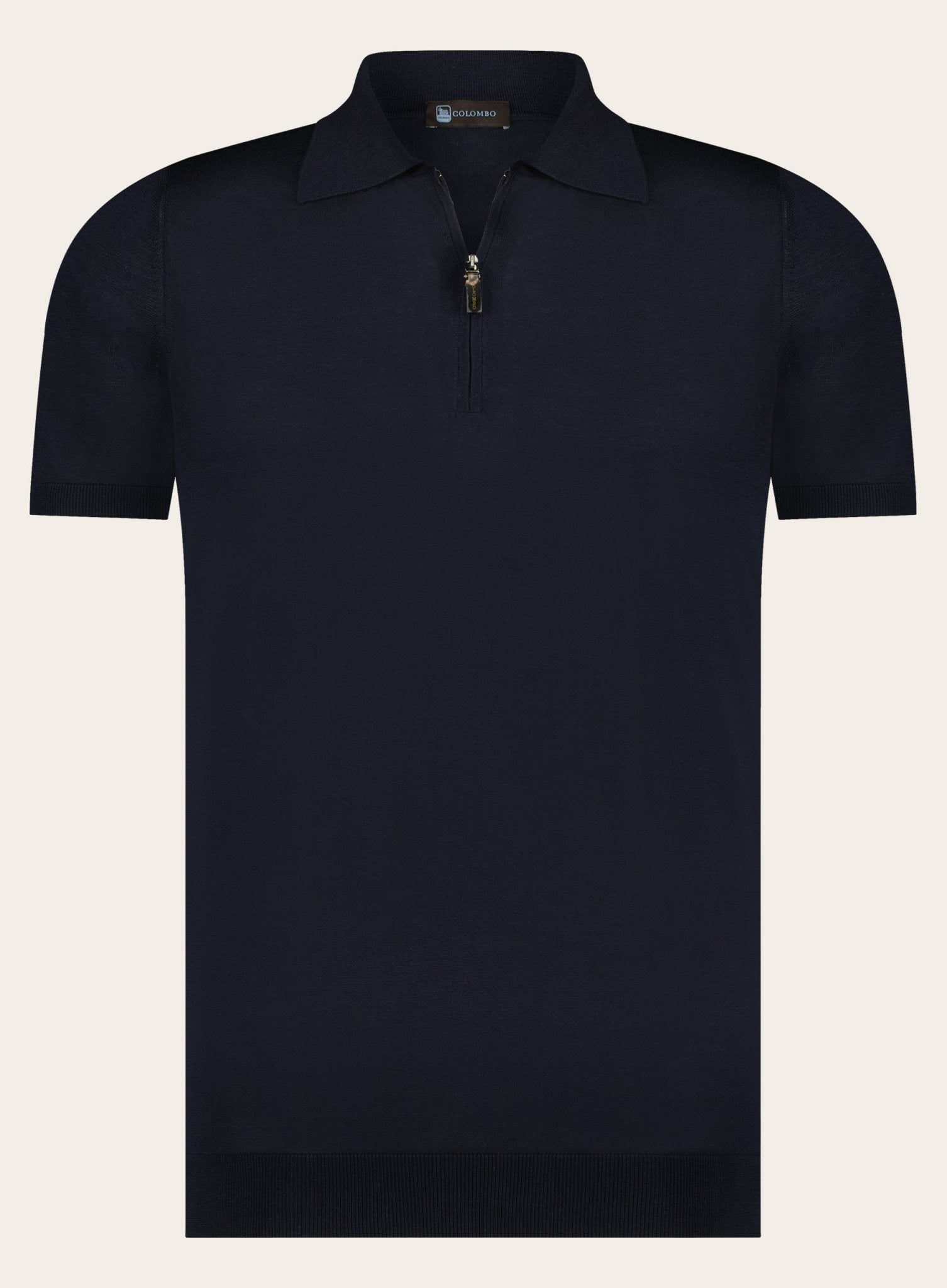 Zijden slim-fit polo | BLUE NAVY