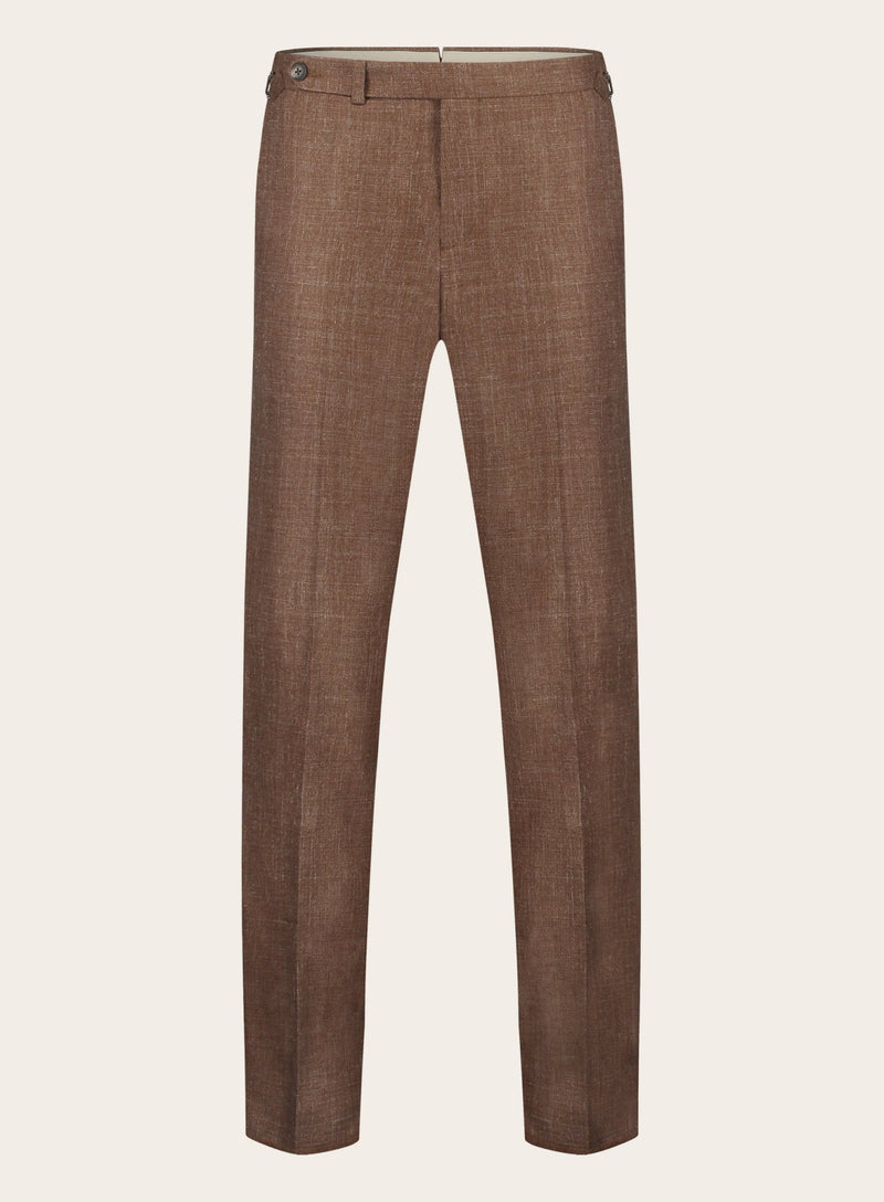 Pantalon van wol, zijde en linnen | Roest