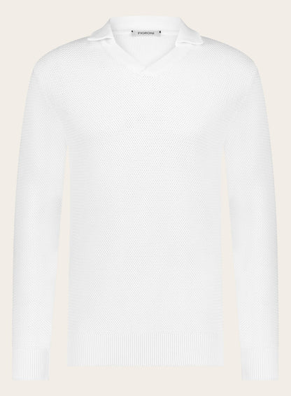 Polo trui van katoen en cashmere | Wit