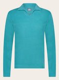 Poloshirt met lange mouwen van badstof | Turqoise