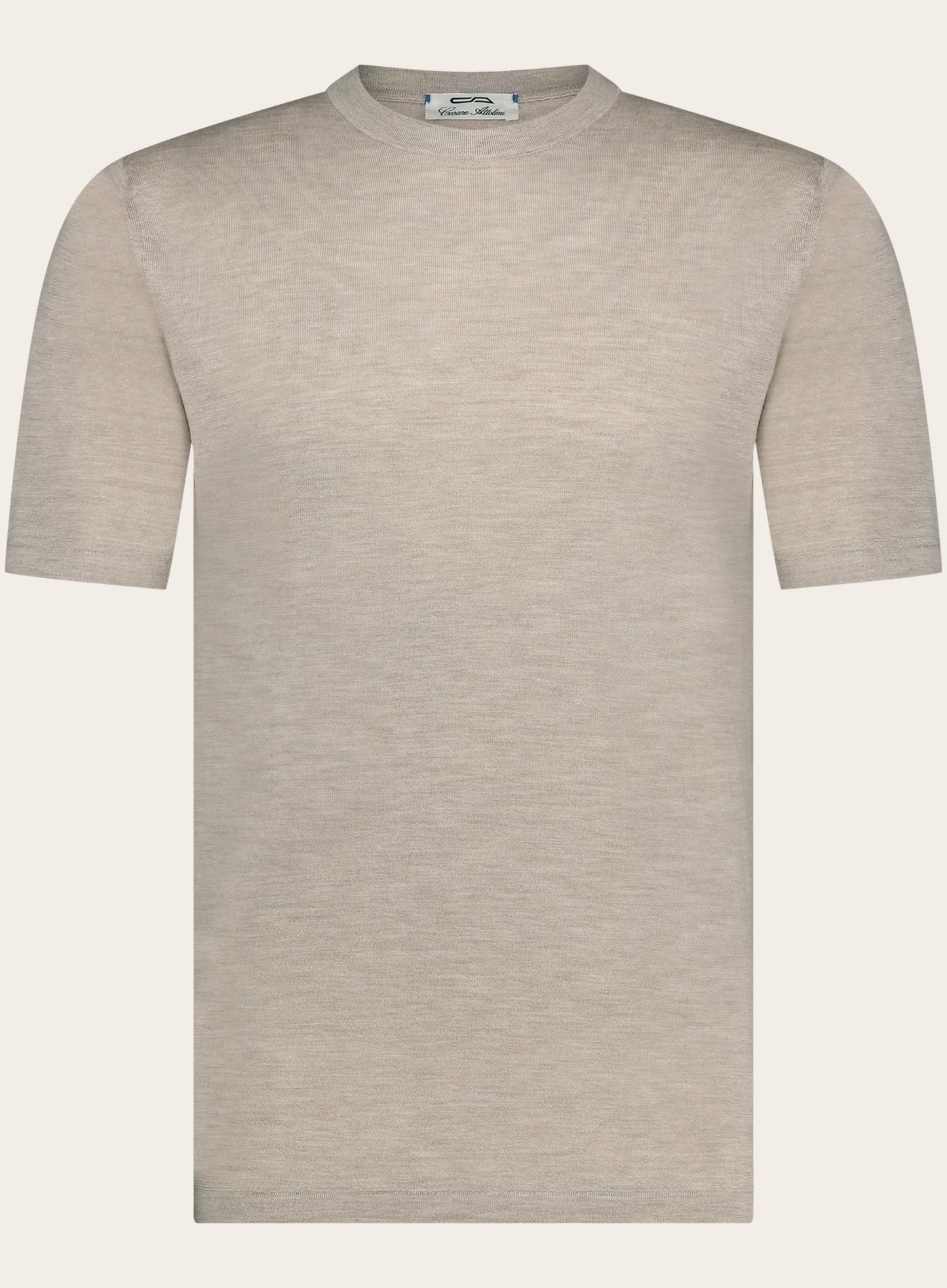 T-shirt van katoen en cashmere | Beige