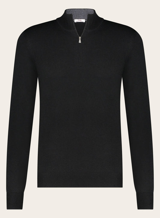 Half-zip trui van wol | Zwart