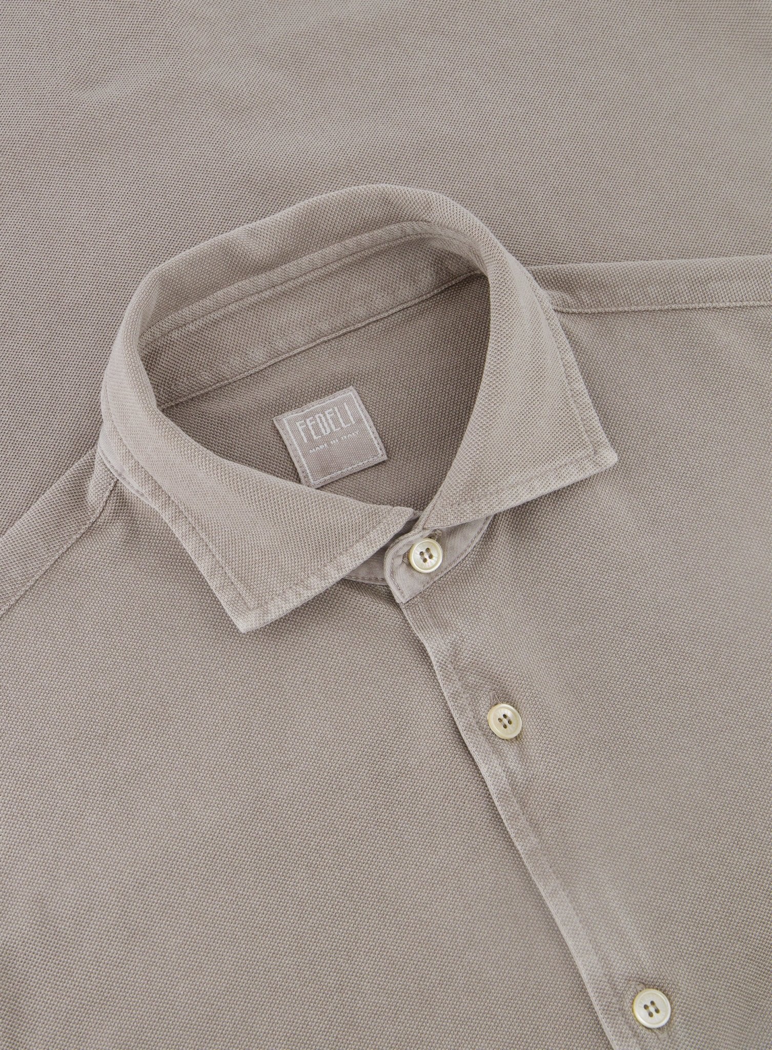 Poloshirt met lange mouwen van katoen | FULL_WIDTH | TAUPE