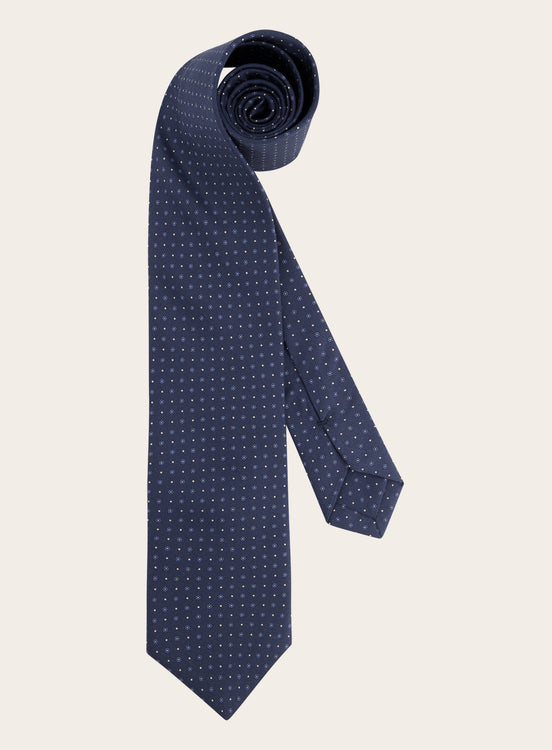 Zijden stropdas met bloemendessin | BLUE NAVY