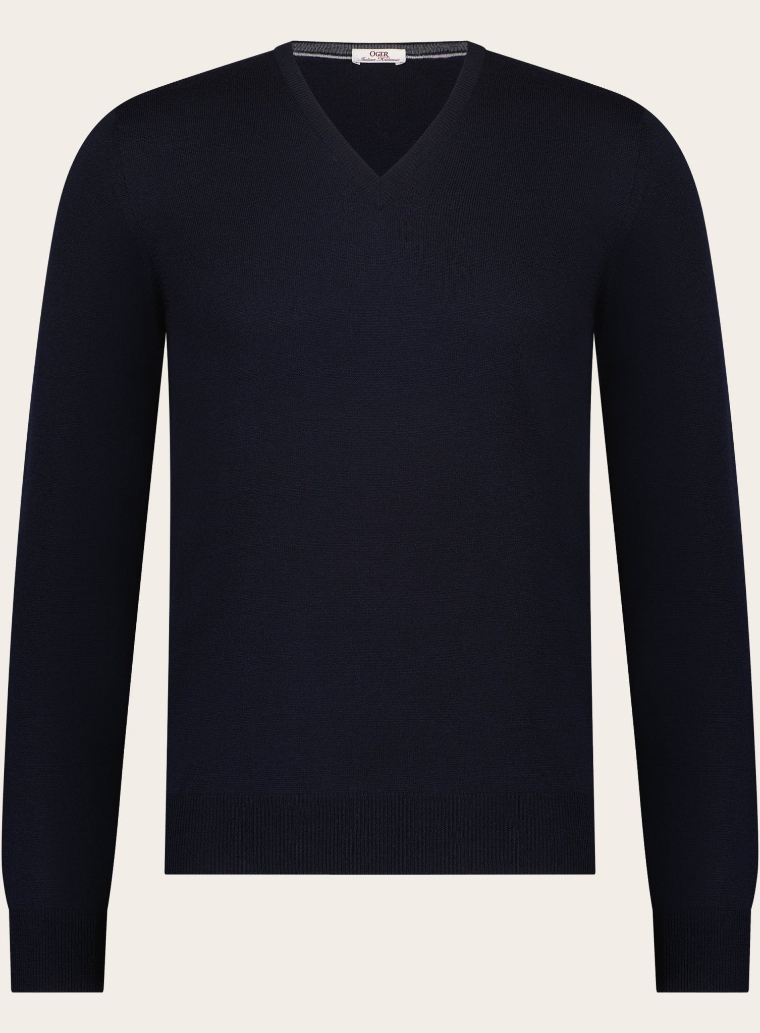 Virgin-wollen V-hals trui | BLUE NAVY