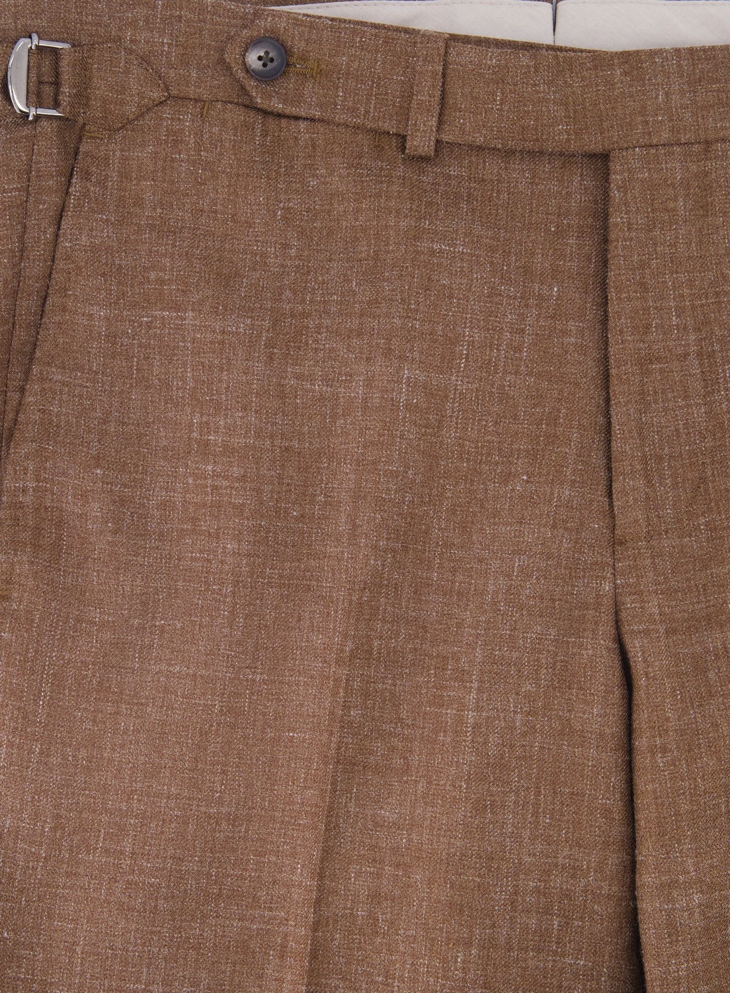 Pantalon van wol, zijde en linnen | Roest
