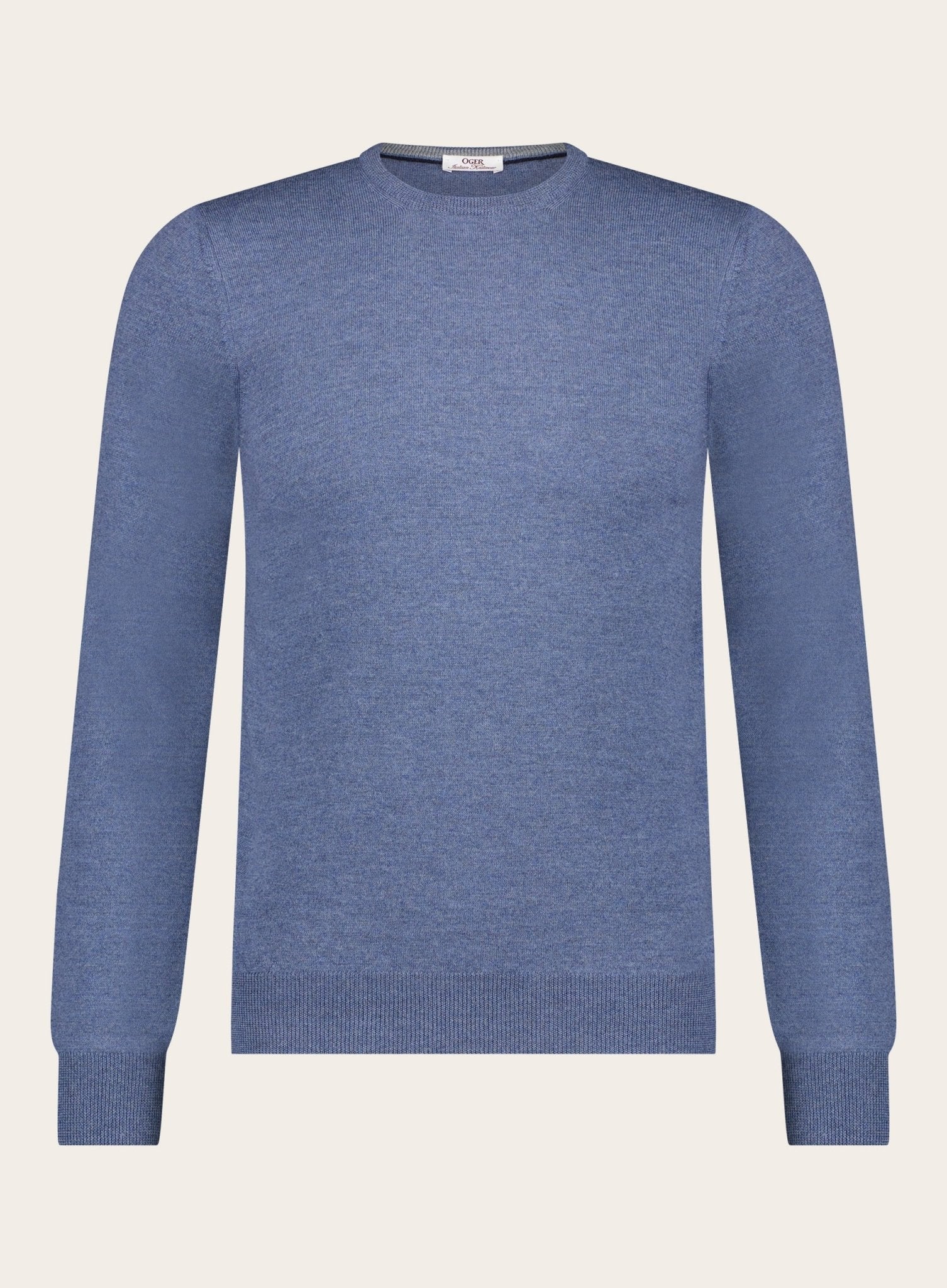 Virgin wollen ronde hals trui | JEANS BLAUW