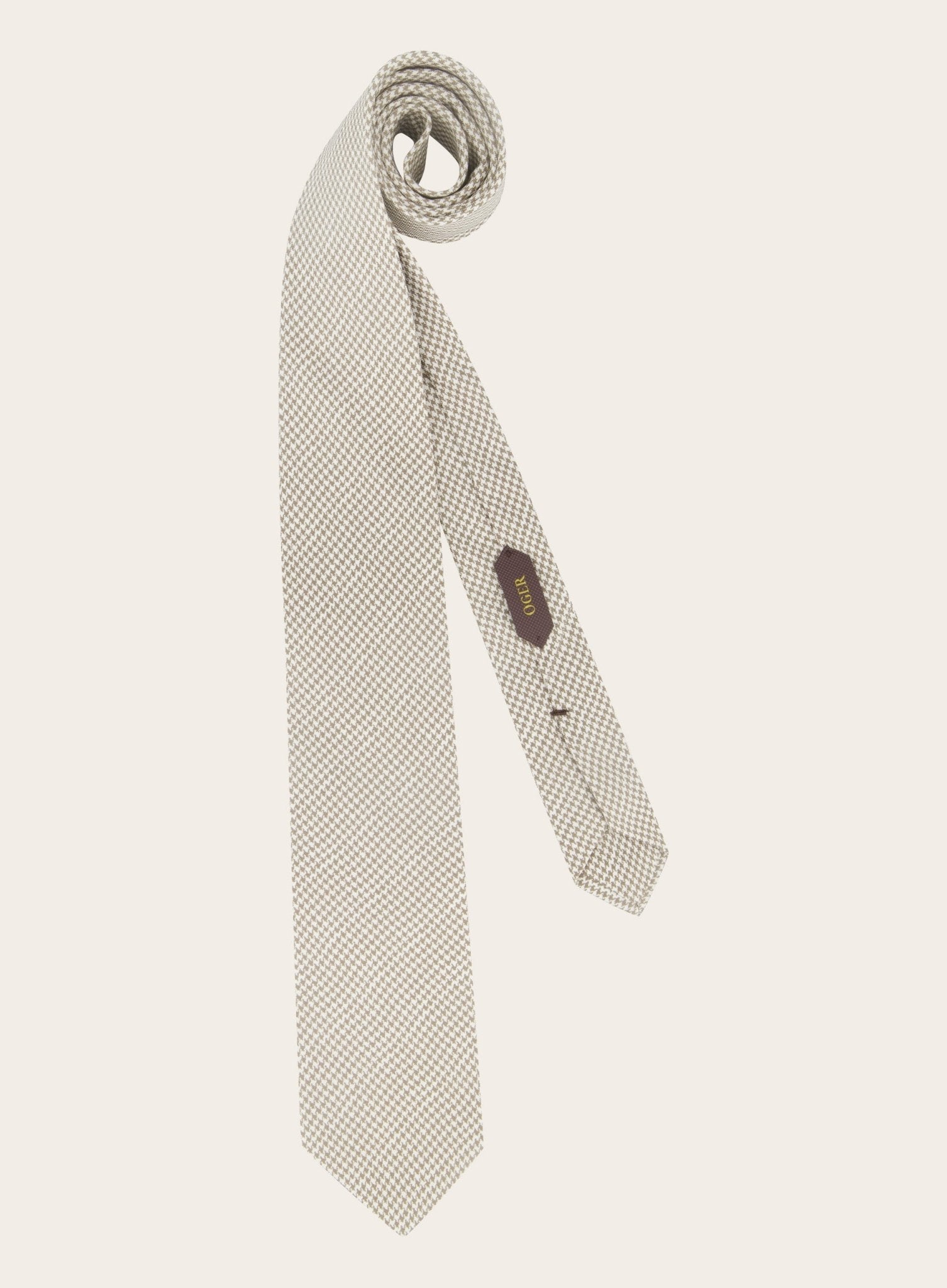 Pied-de-poule stropdas van zijde | Bruin