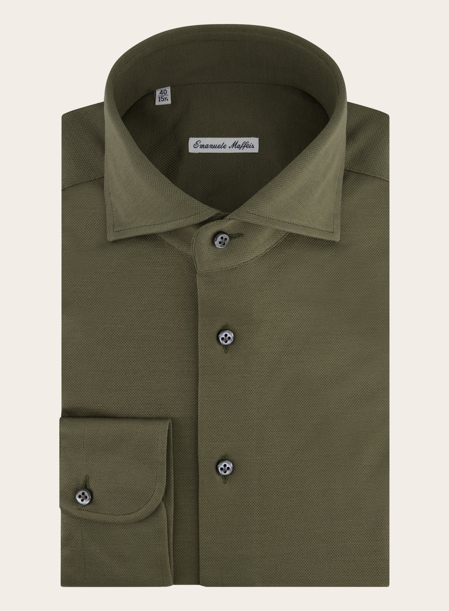 Regular-fit stretch piqué overhemd | Groen