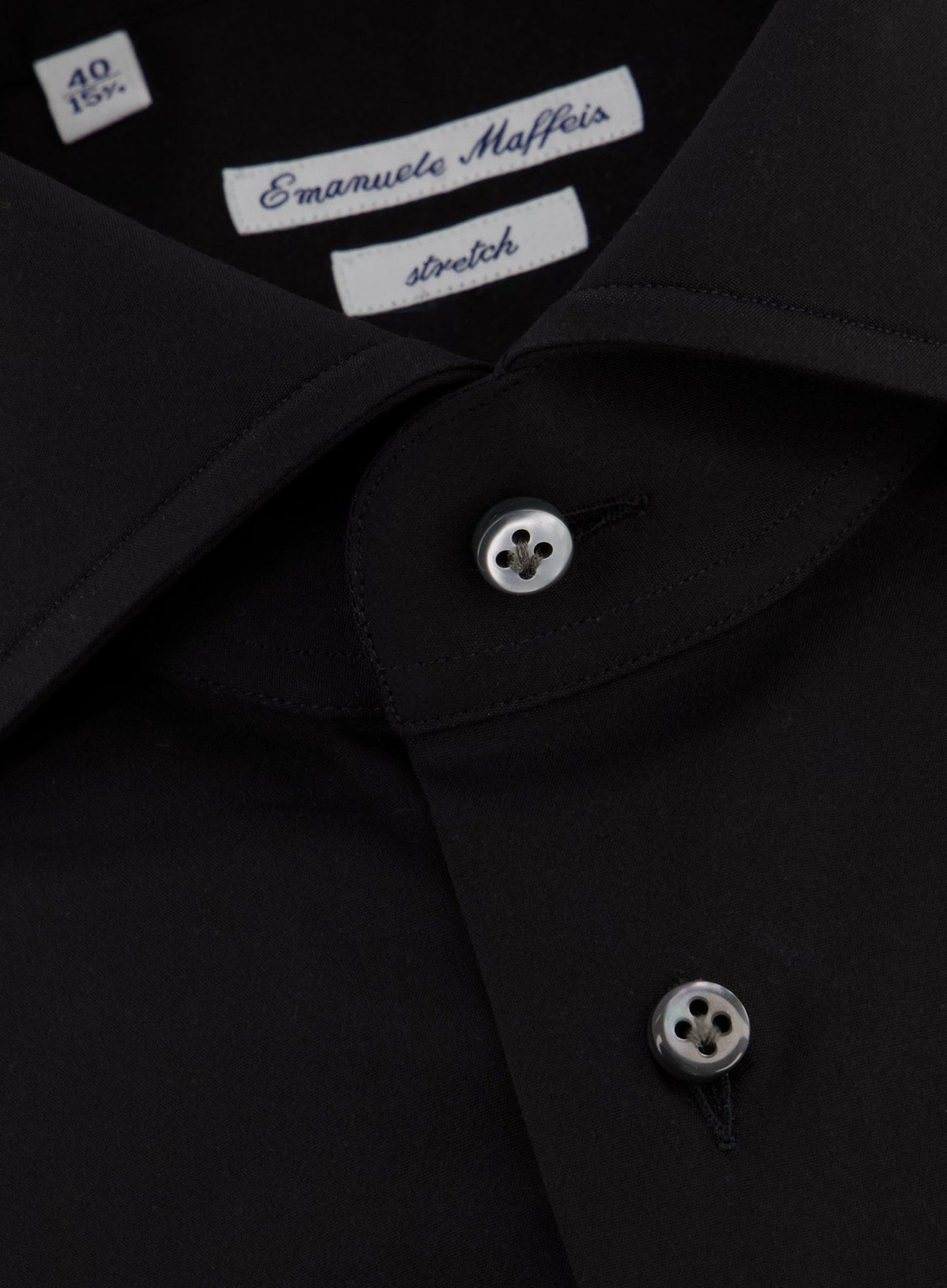 Regular-fit stretch-katoen overhemd | Zwart