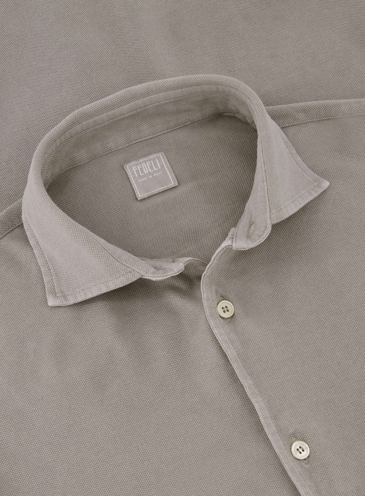 Poloshirt met lange mouwen van katoen | FULL_WIDTH | TAUPE