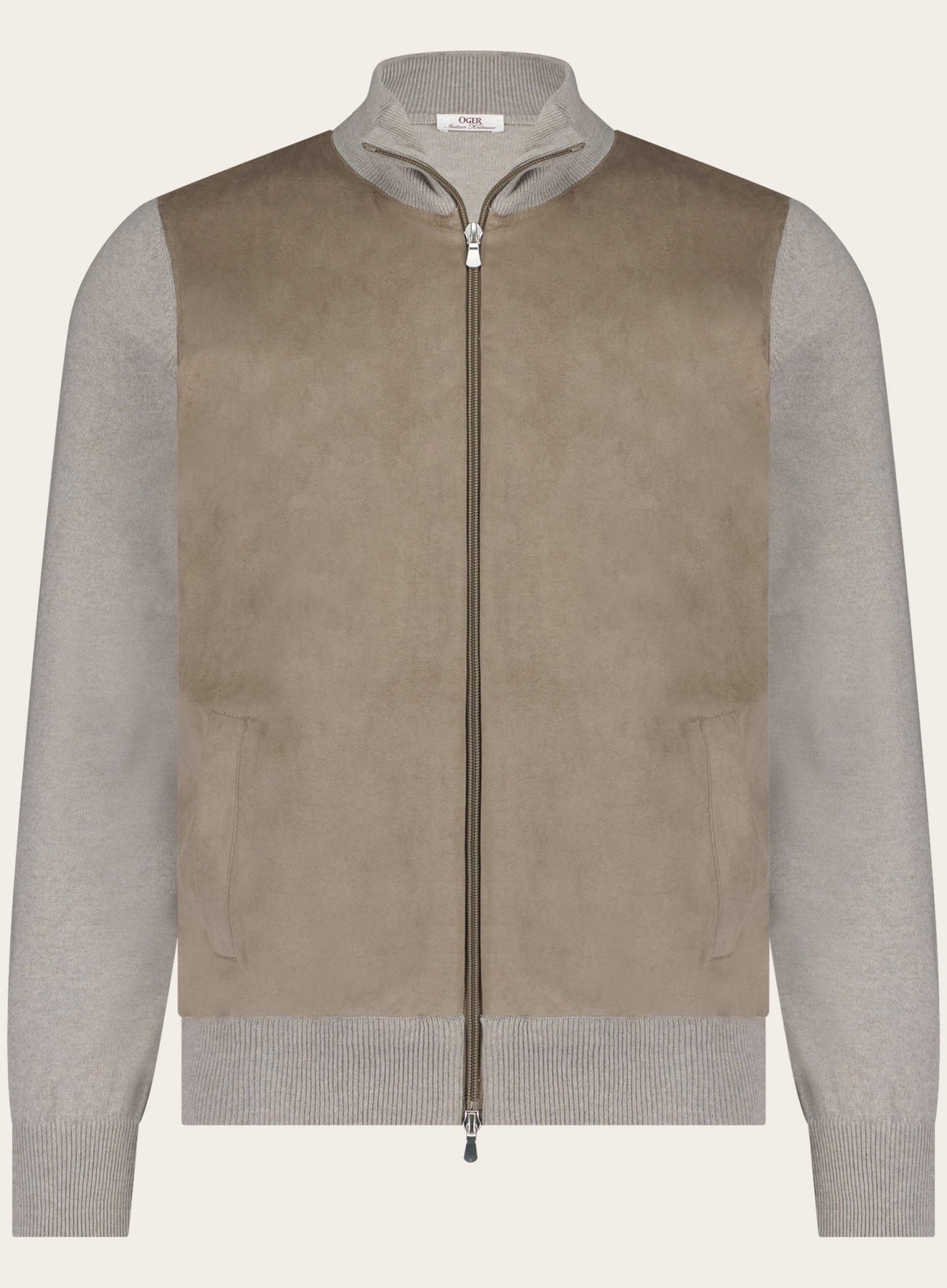 Slim-fit wollen zip jack | TAUPE