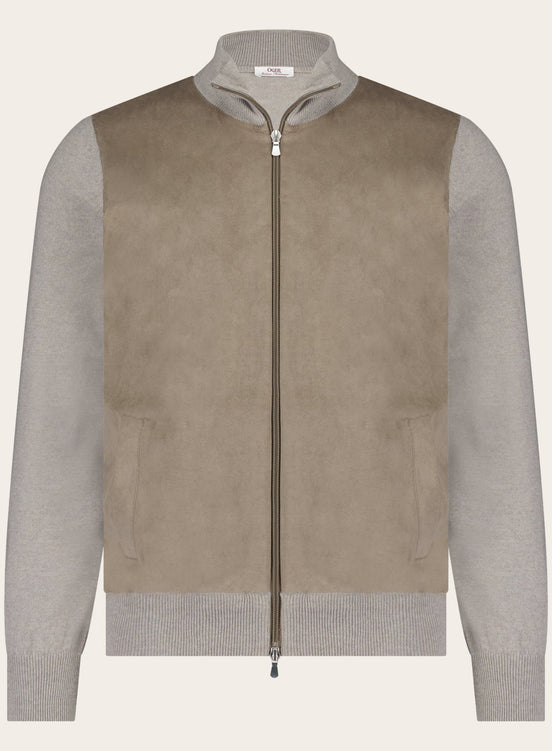 Slim-fit wollen zip jack | TAUPE