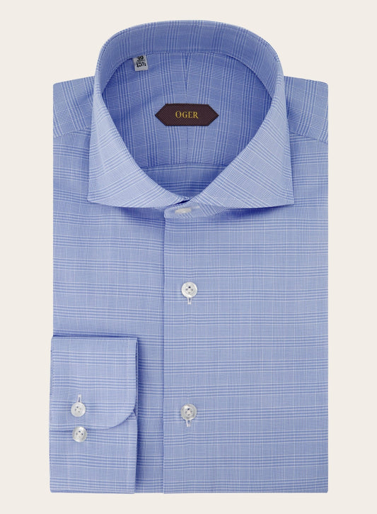 Glencheck shirt van katoen | Blauw