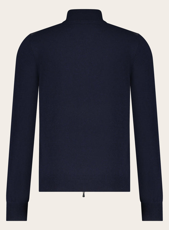 Slim-fit wollen zip jack | BLUE NAVY