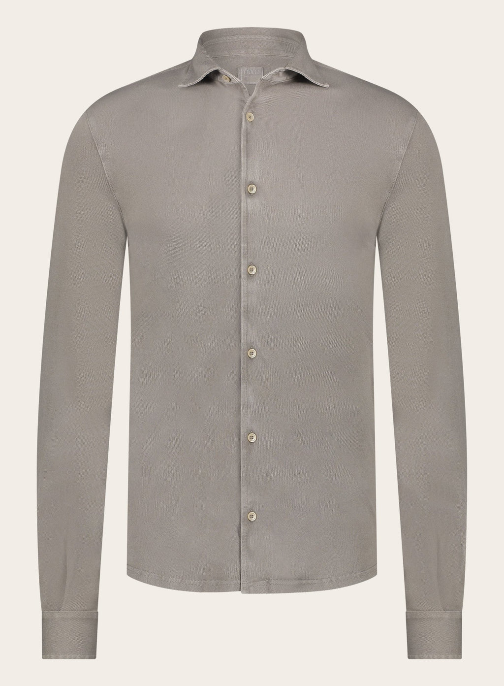 Poloshirt met lange mouwen van katoen | TAUPE