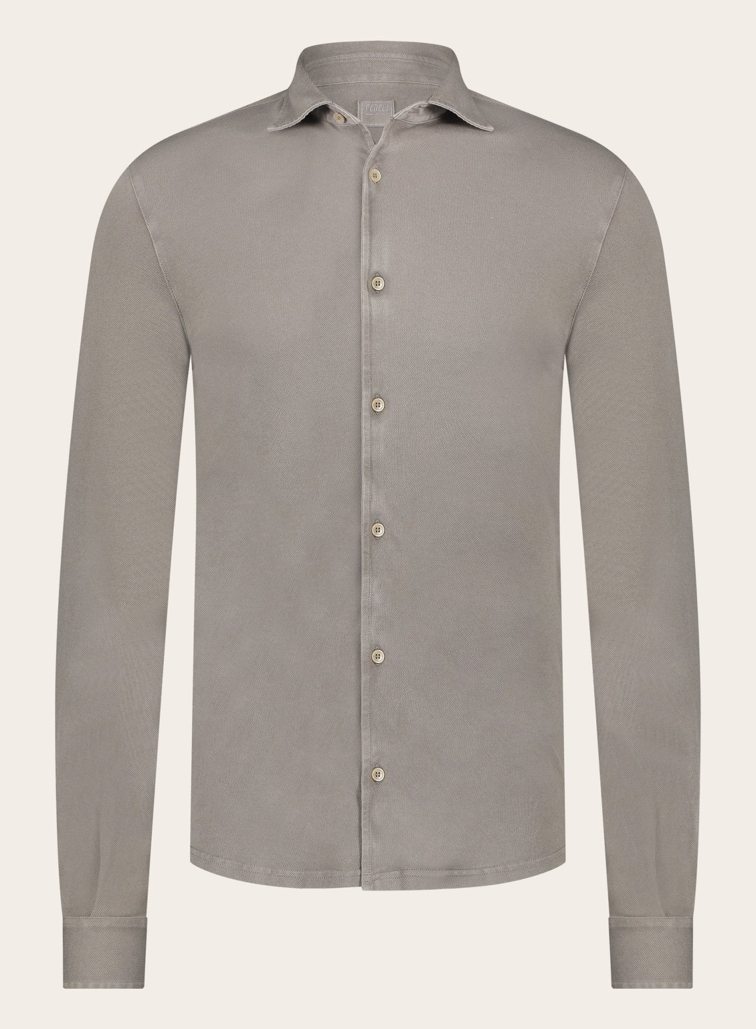 Poloshirt met lange mouwen van katoen | TAUPE