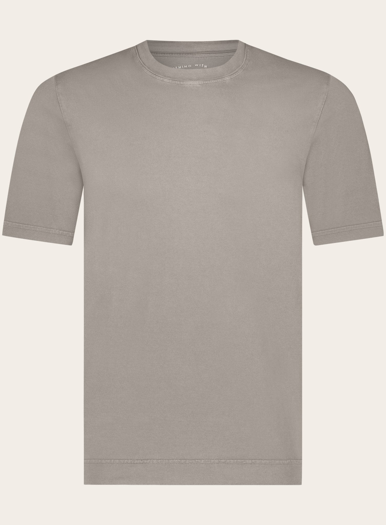 Crewneck T-shirt van katoen | TAUPE