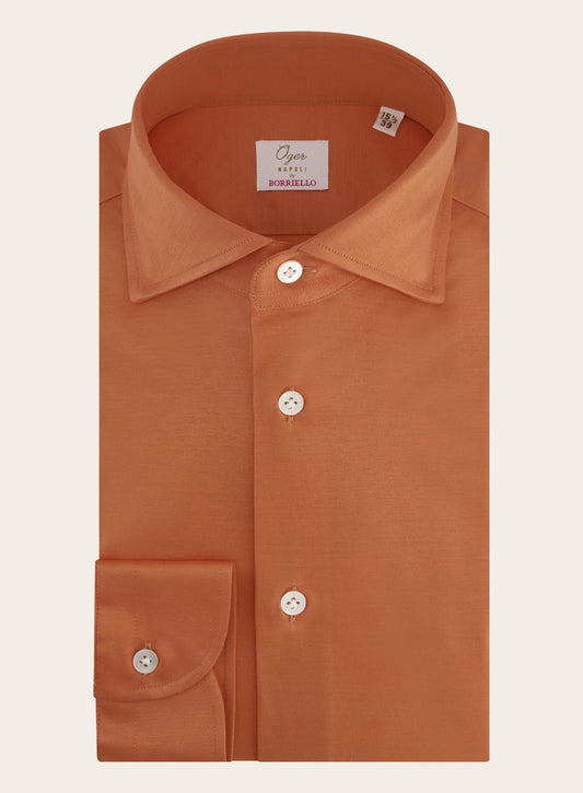 Slim-fit jersey overhemd | Oranje