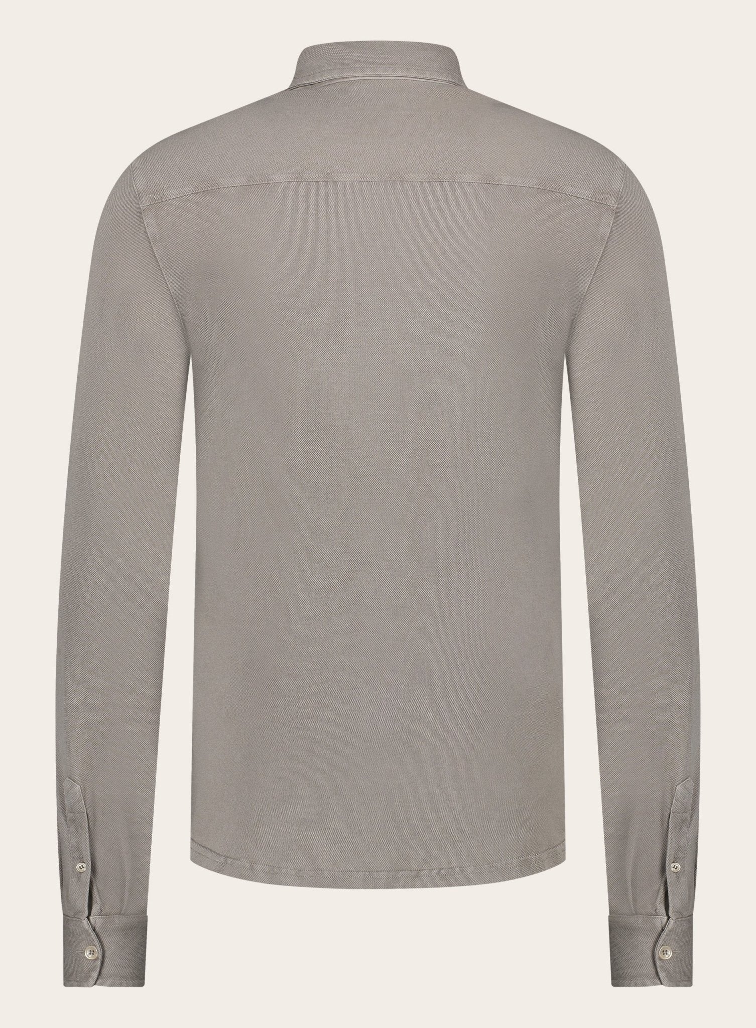 Poloshirt met lange mouwen van katoen | TAUPE