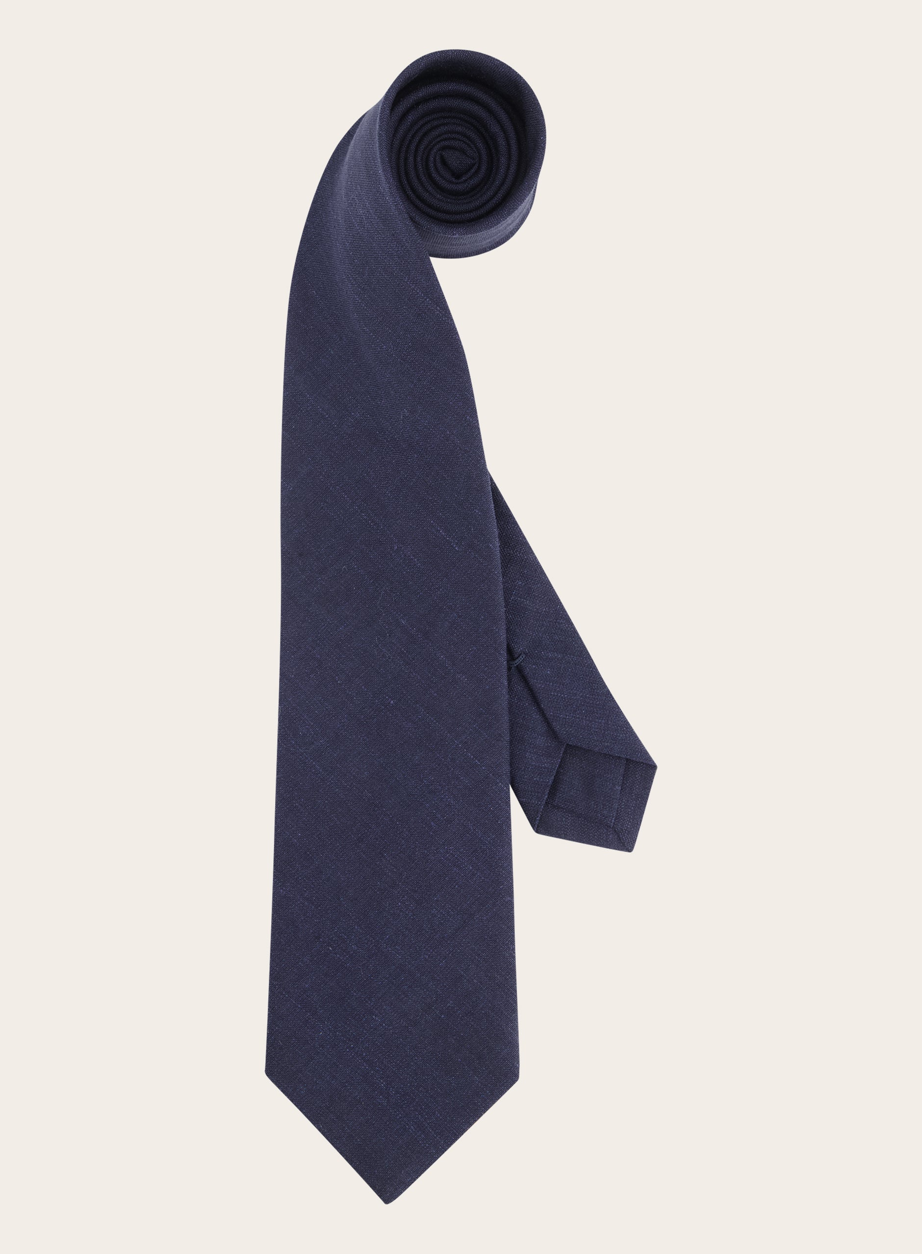 Linnen-wollen-zijden stropdas | BLUE NAVY