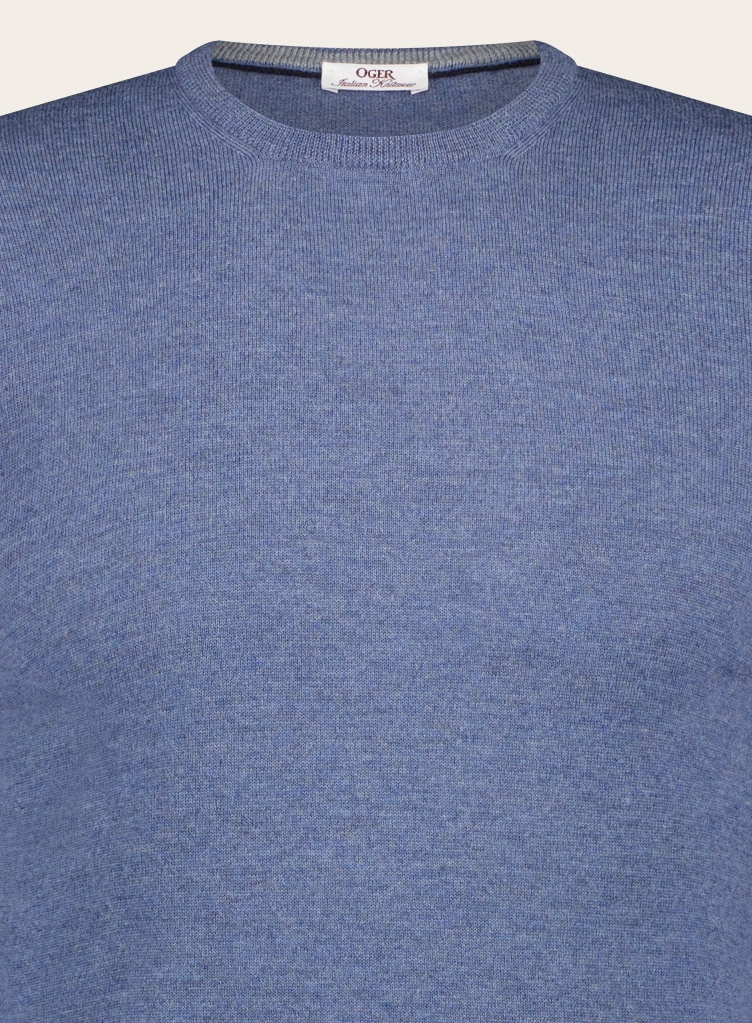 Virgin wollen ronde hals trui | JEANS BLAUW