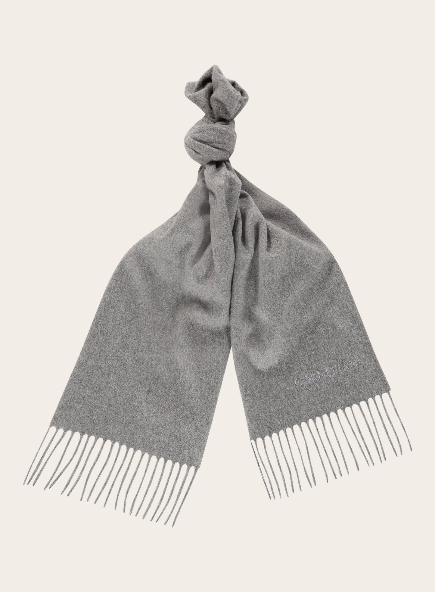 Cashmere shawl met geborduurd logo | Grijs