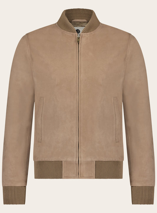 Slim-fit suède Mick bomberjack | TAUPE