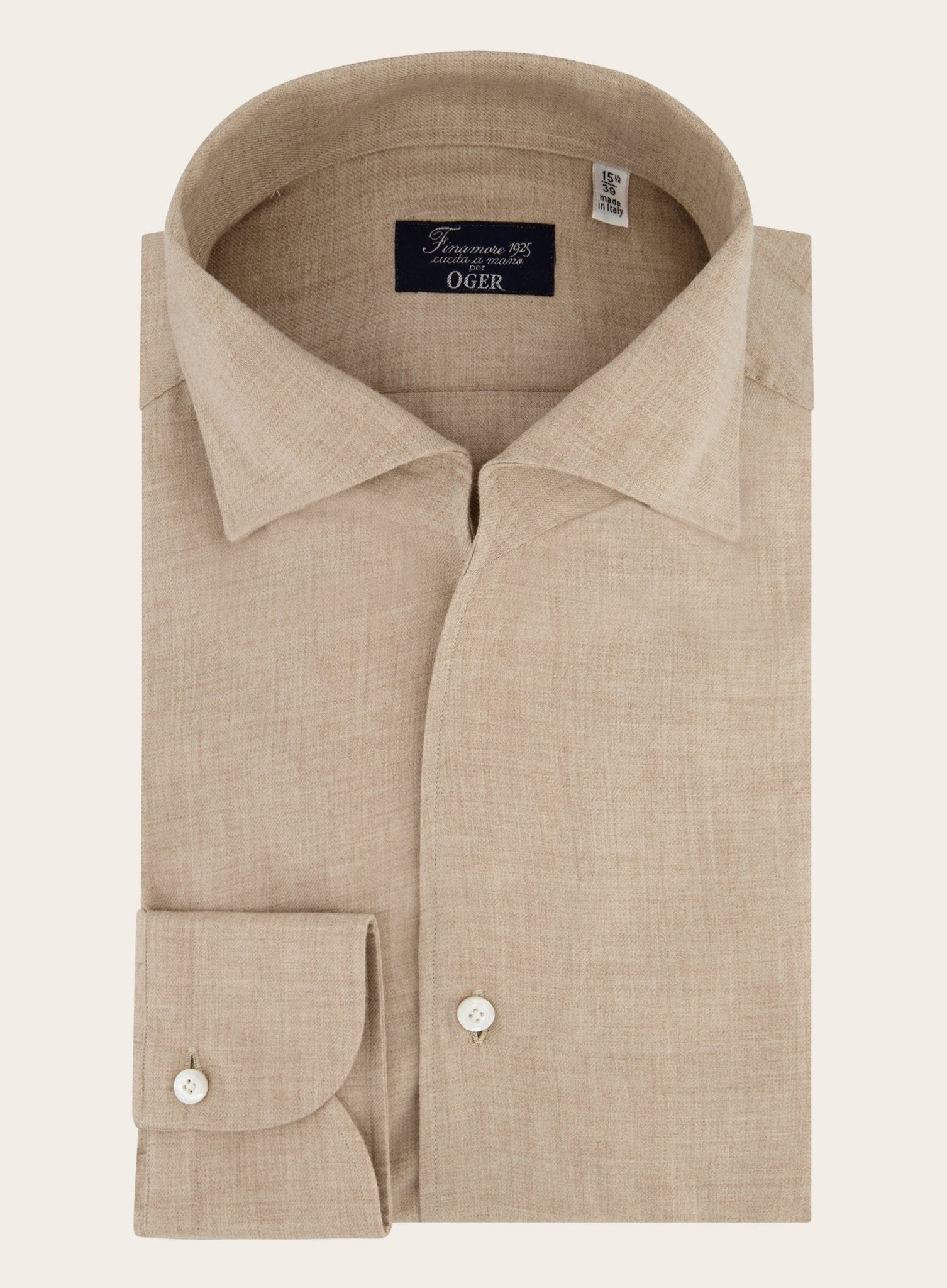 Katoenen-cashmere overhemd | Beige