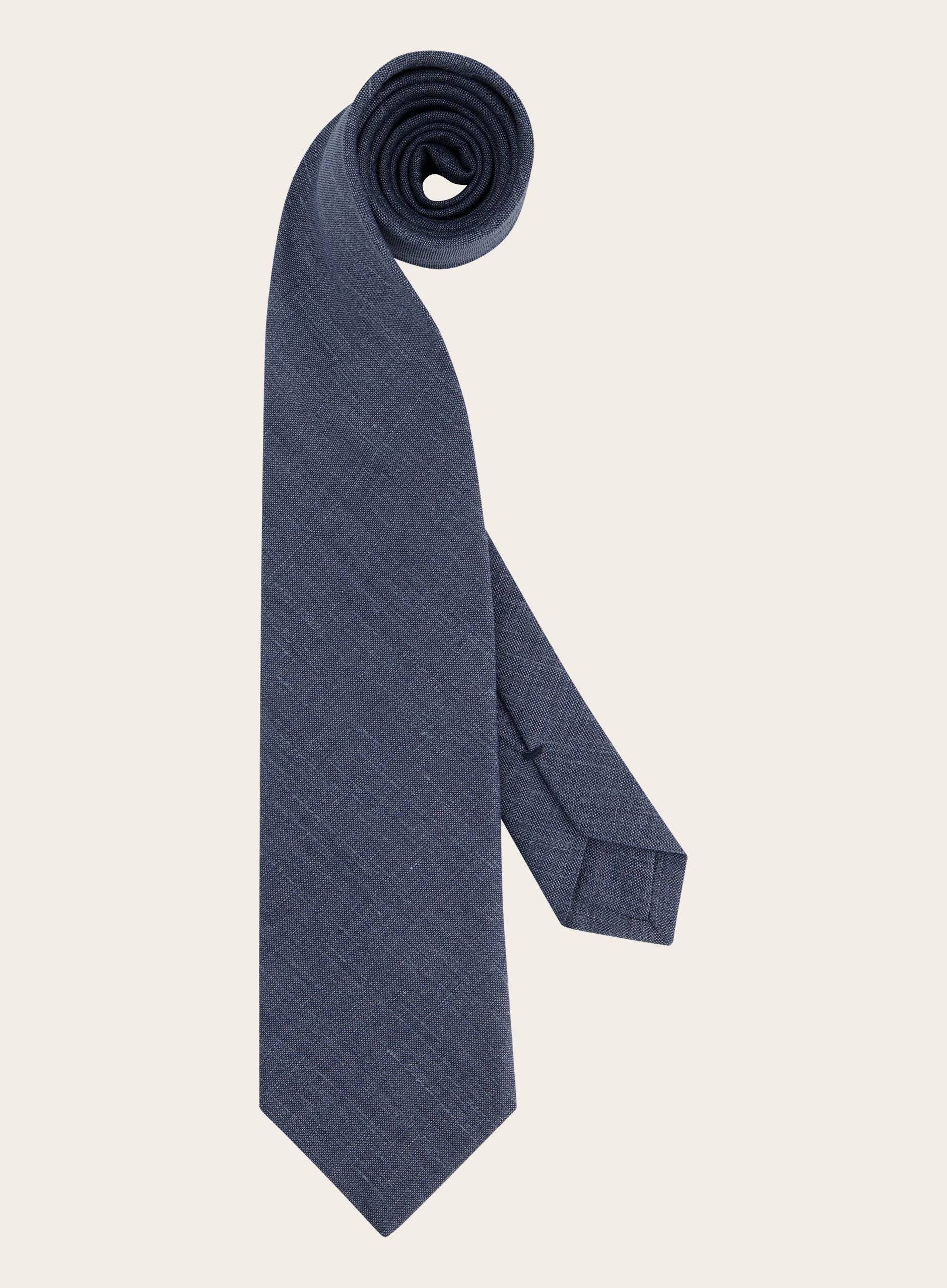 Linnen-wollen-zijden stropdas | JEANS BLAUW