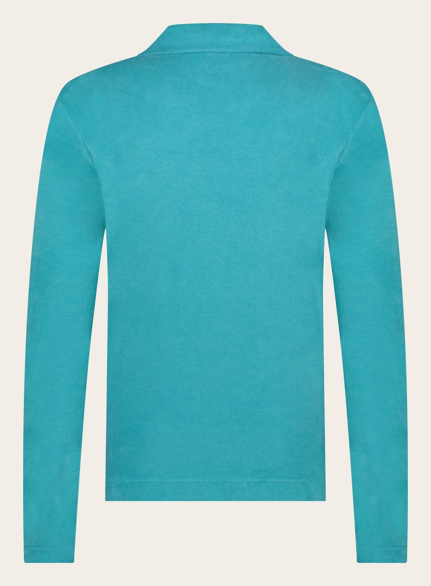 Poloshirt met lange mouwen van badstof | Turqoise