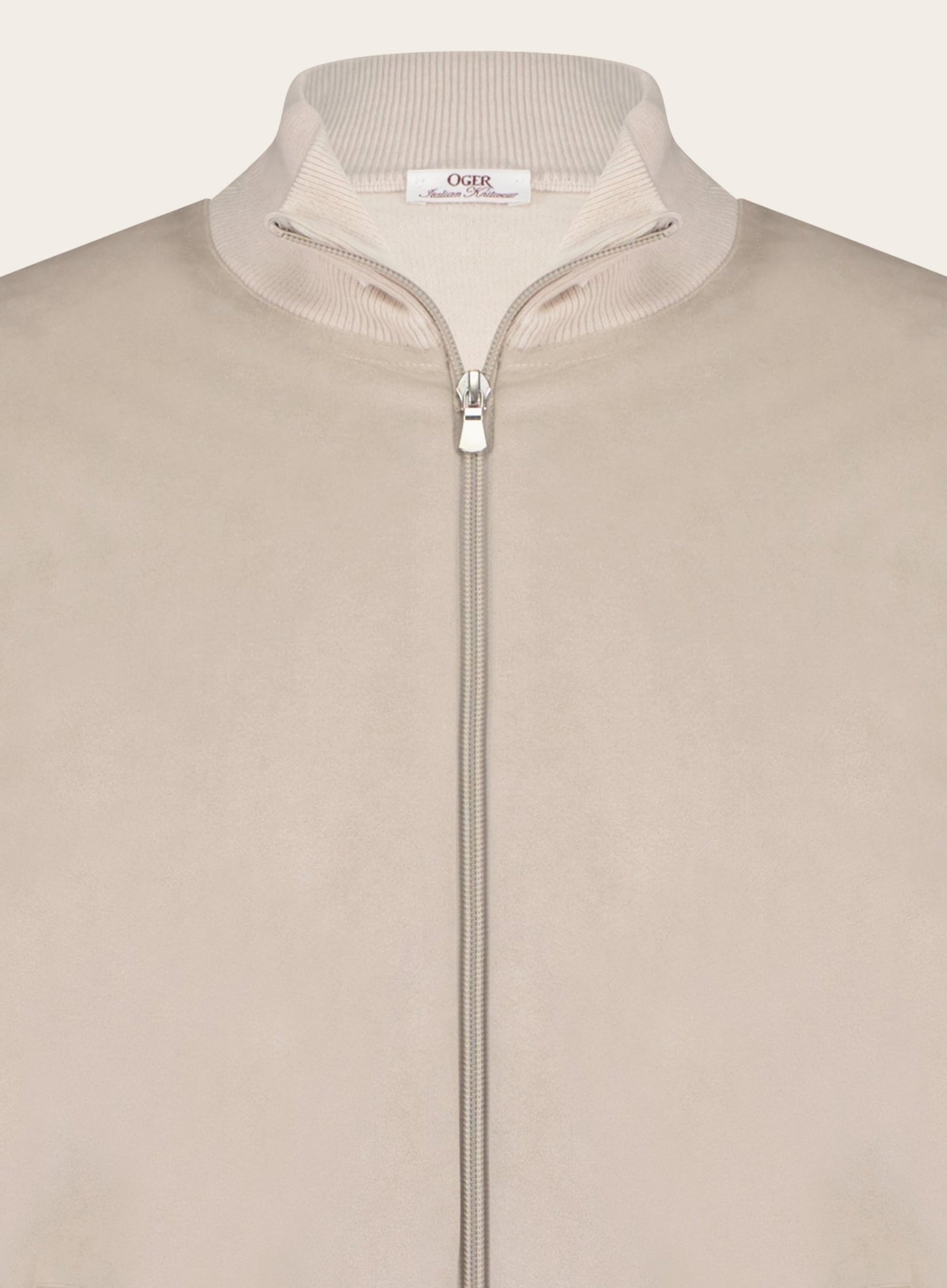Slim-fit wollen zip jack | L.BEIGE