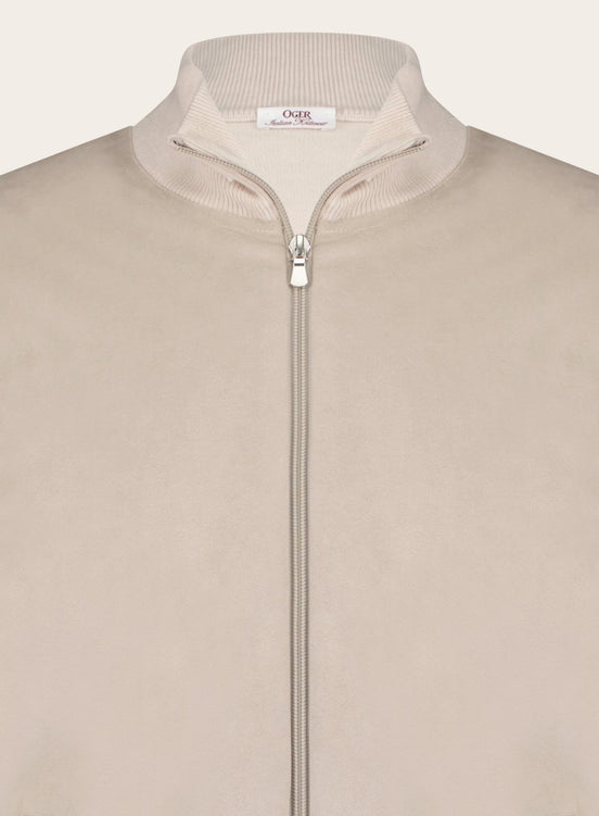 Slim-fit wollen zip jack | L.BEIGE